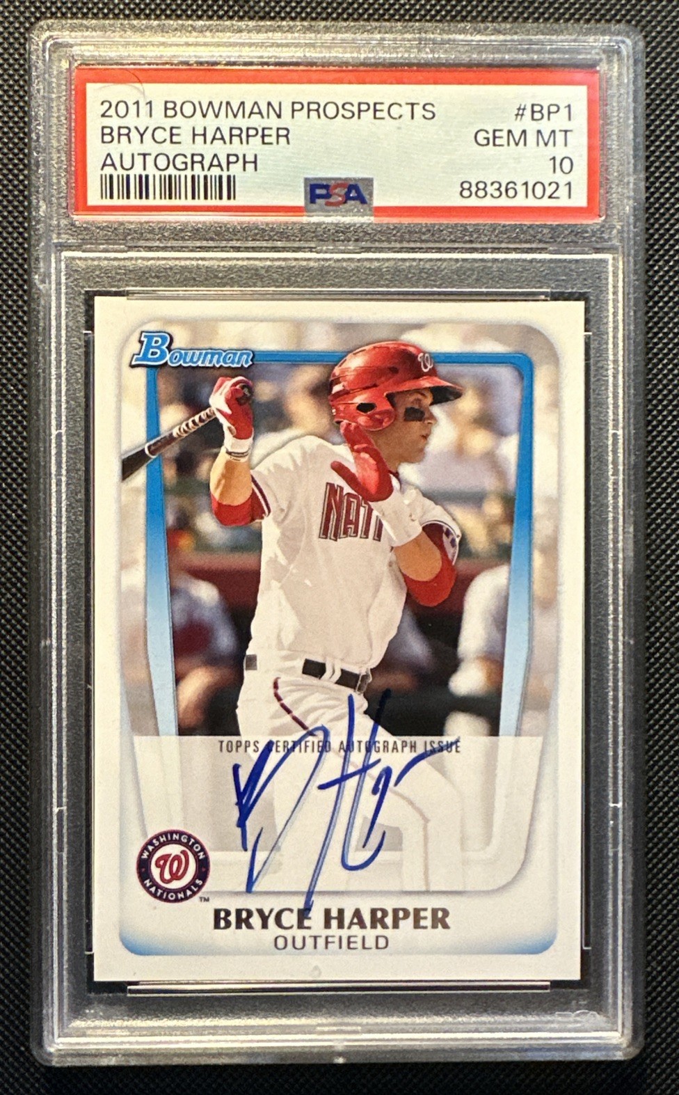 2011 BOWMAN PROSPECTS AUTO #BP1 BRYCE HARPER PSA 10