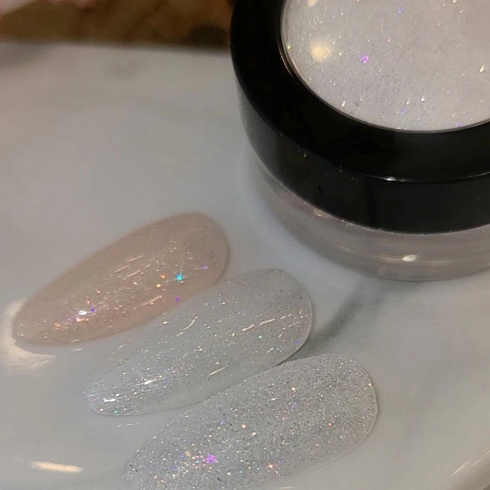 Bonnie B Aurore Blanche Aurora Glitter Nail Powder White Iridescent K-Beauty - Photo 2/4