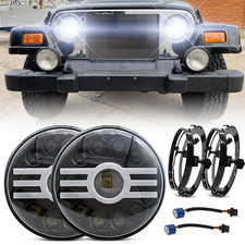 Pair 7 Inch Round Led Headlights Drl Projector For Jeep Wrangler Cj Jk Lj
