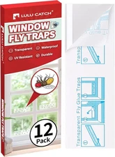 LULUCATCH Window Fly Traps, 12 Pack Fruit Traps for Indoors, Sticky White 