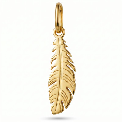 14K Gelbgold Feder Charm Anhänger zarter feiner Schmuck sinnvoll Geschenk