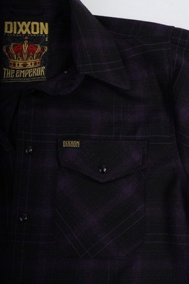 Dixxon The Emperor Flannel Shirt Mens Small Purple Black Plaid Snap Front D-Tech