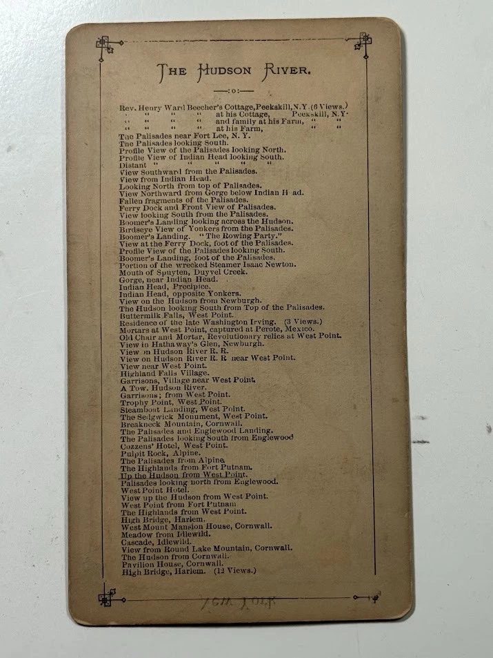 Serie Hudson River, hierba escénica, playa y vista al río desde West Point Stereoview Foto 4 de 4