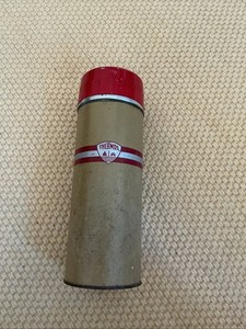 Vintage 1950's Thermos Beige Polly 15" w/ lid & cup Red Stripe 340A Metal MCM