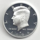 2008 S PROOF SILVER KENNEDY HALF DOLLAR