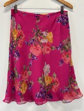 Lauren Ralph Lauren 100 Silk Floral Skirt Sz 8 Women  s Vibrant Pink Flowy