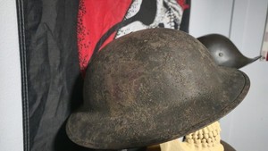 WW1 US AEF M1917 Brodie Helmet. British Made FS159. Partial 28th Inf Insignia.