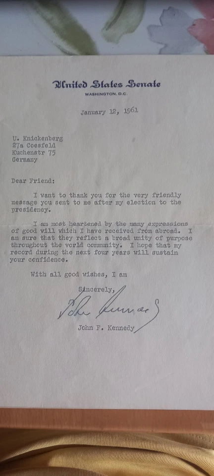 Original (?) Unterschrift / Brief John F. Kennedy. - Bild 3 von 4