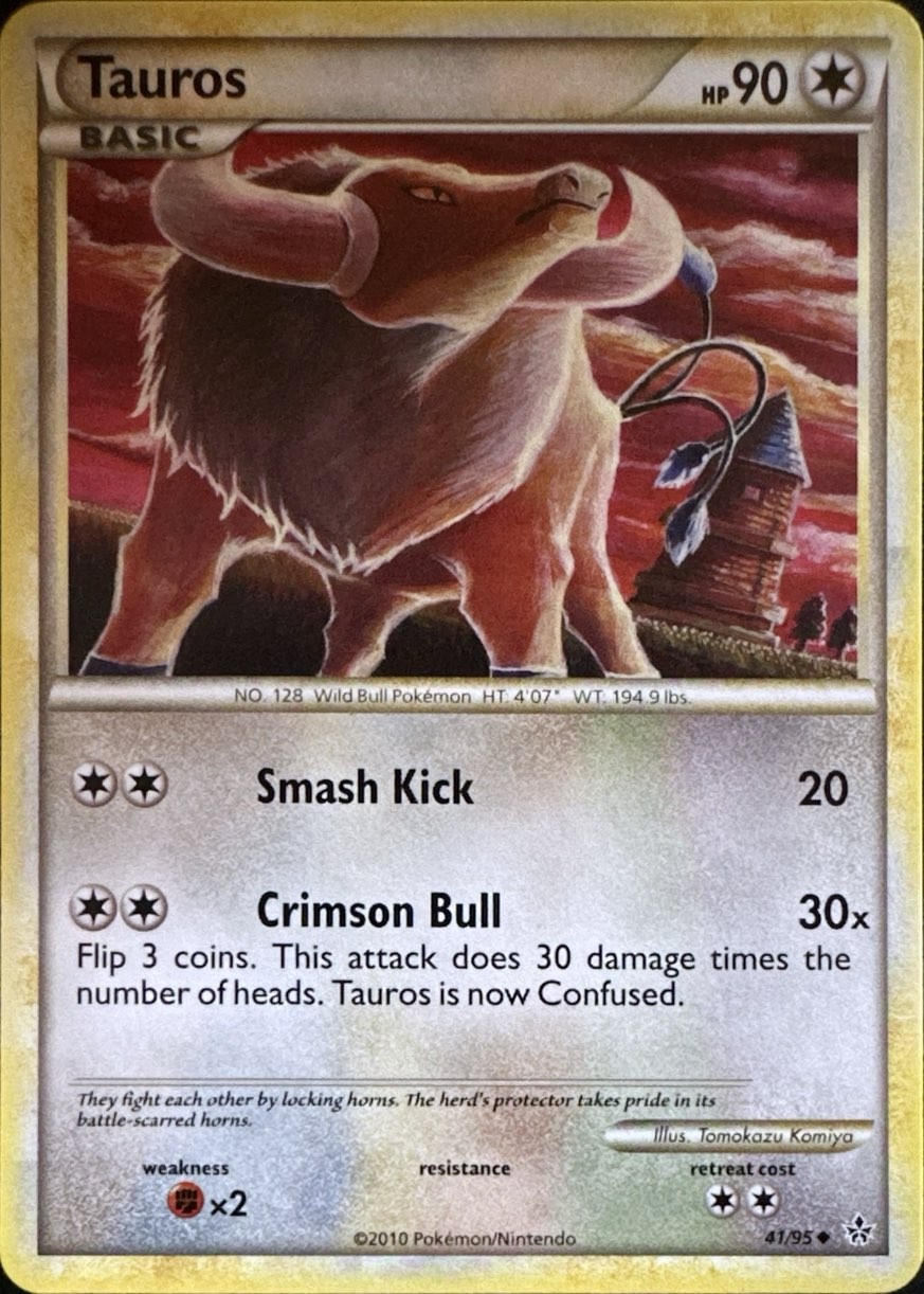 Tauros 41/95 Uncommon HGSS Unleashed Pokemon Lightly Played