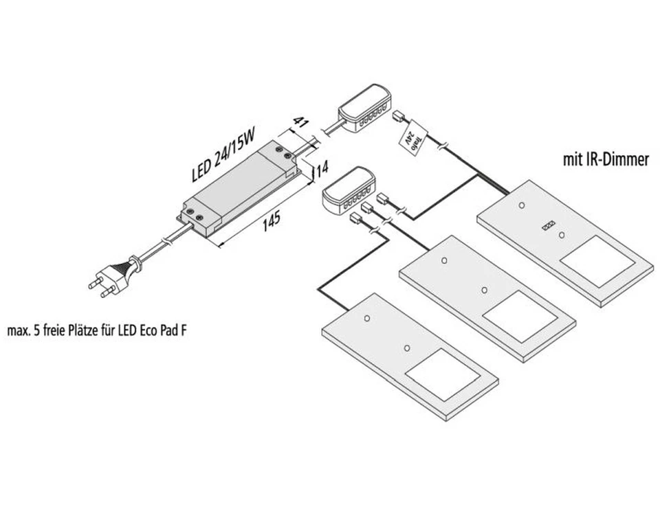 Lampada LED Sottopensile Cucina 5x3 W da Eco-Pad Bianco Caldo Luci Dimmerabile - Immagine 3 di 4
