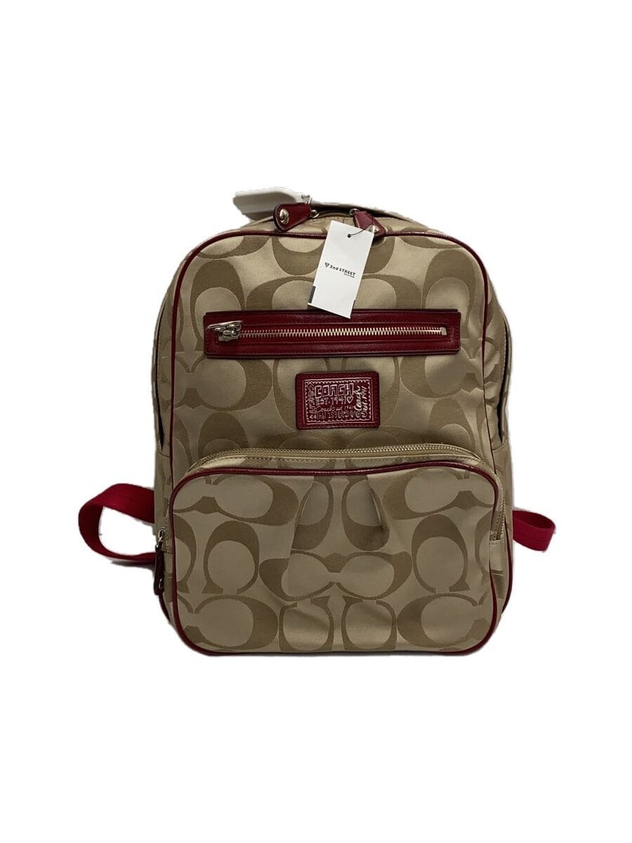 COACH Signature Canvas Backpack in Brown with Gold Accents