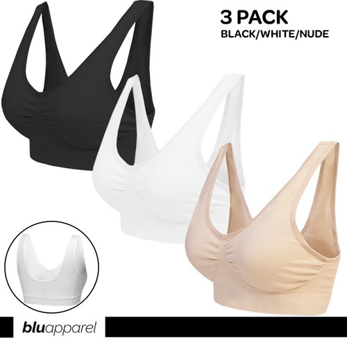 3 Pack Seamless Comfort Bras Everyday Bra Non Padded Non Wired Stretch Plus Size - Picture 4 of 27