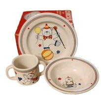 EPOCH Circus Bear 3 Piece Childrens Toddlers Set - Mug, Plate, & Bowl