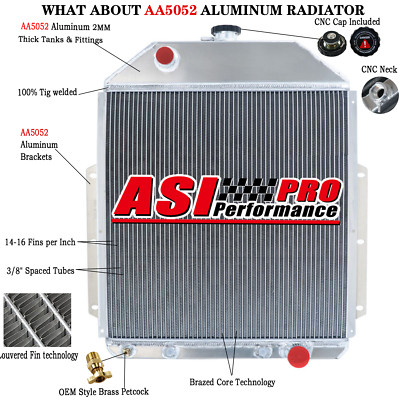 4-Row Aluminum Radiator For 42-1952&45 Ford F1 F2 F3 Pickup CHEVY V8 ENGINE Only