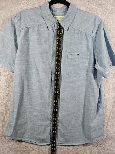 Cariloha Men's Size L Blue Organic Cotton/Bamboo Short Sleeve Button Front Shirt - Picture 3 of 13