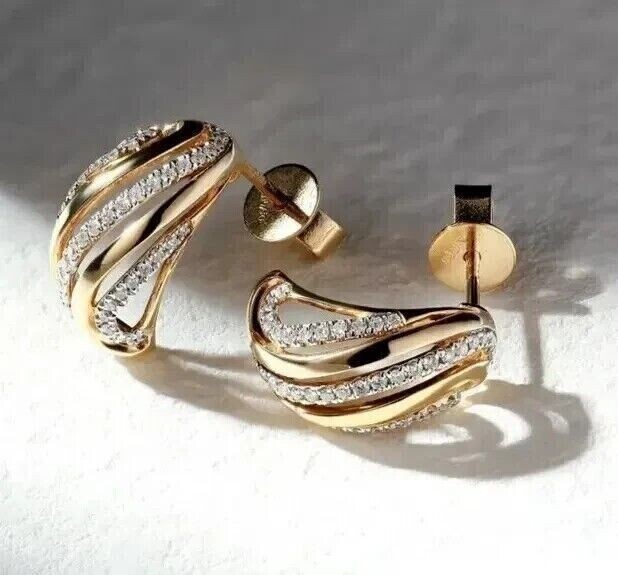 1.50Ct Round Simulated Diamond Cluster Fancy Stud Earring 14k Yellow Gold Plated