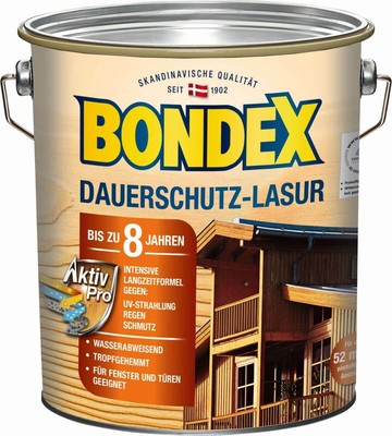 BONDEX Dauerschutz Lasur Außen Holzfarbe, 4 l für 52 m², wetterschutz
