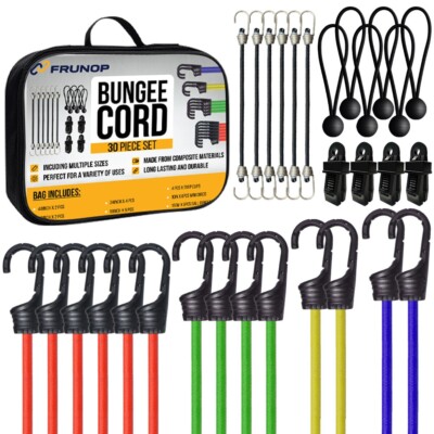 Frunop 30-Piece Heavy duty Assorted Bungee Cords Set Includes 10'', 18'', 32'', 40''