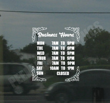 Custom Business Store Hours Sign Vinyl Decal Sticker Window Door Glass Style 5
