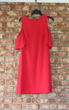 Chaps Red Cold Shoulder Dress Size 10
