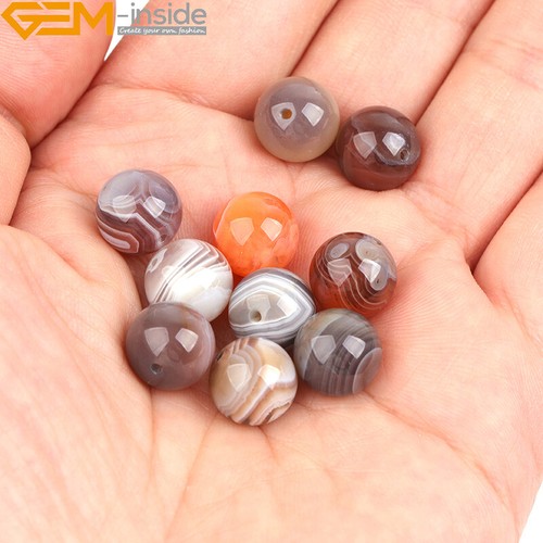 Round Natural Botswana Agate Gemstone Loose Beads For Jewellery Making 15" UK - Picture 37 of 57