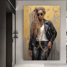 Black Woman ,Blonde Painting llustration Hip Hop Digital Wall Art Poster Decor