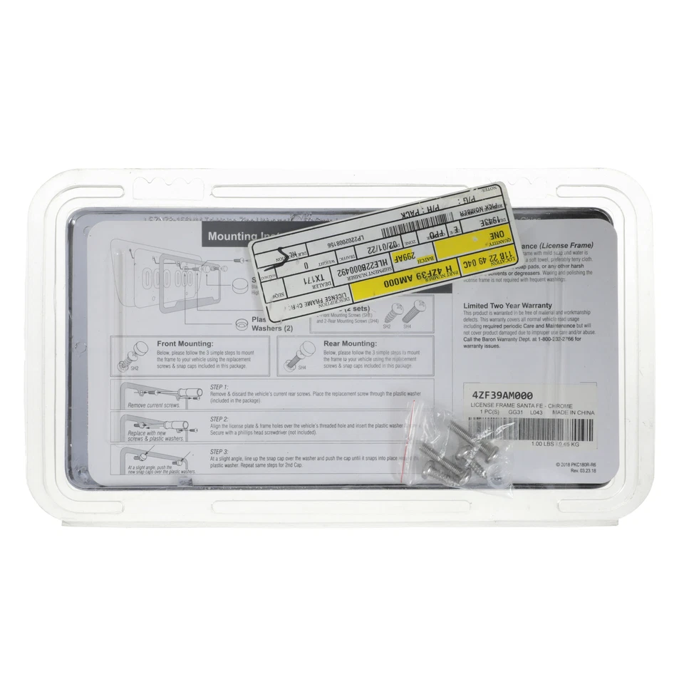 Marco de matrícula genuino Hyundai 4ZF39-AM000 Foto 2 de 3