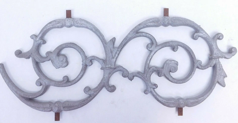 Vintage Pediment Cast Aluminum Scroll Spiral Wall Decor Art Panel 19"x 7" SI - Image 2 of 4
