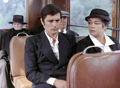 Alain Delon and Simone Signoret in La Veuve Couderc 1970s Movie Old Photo