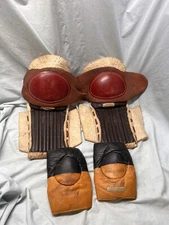 Vintage Stall & Dean Puckmaster Leather Hockey Shin W/ Black Diamond Elbow Pads