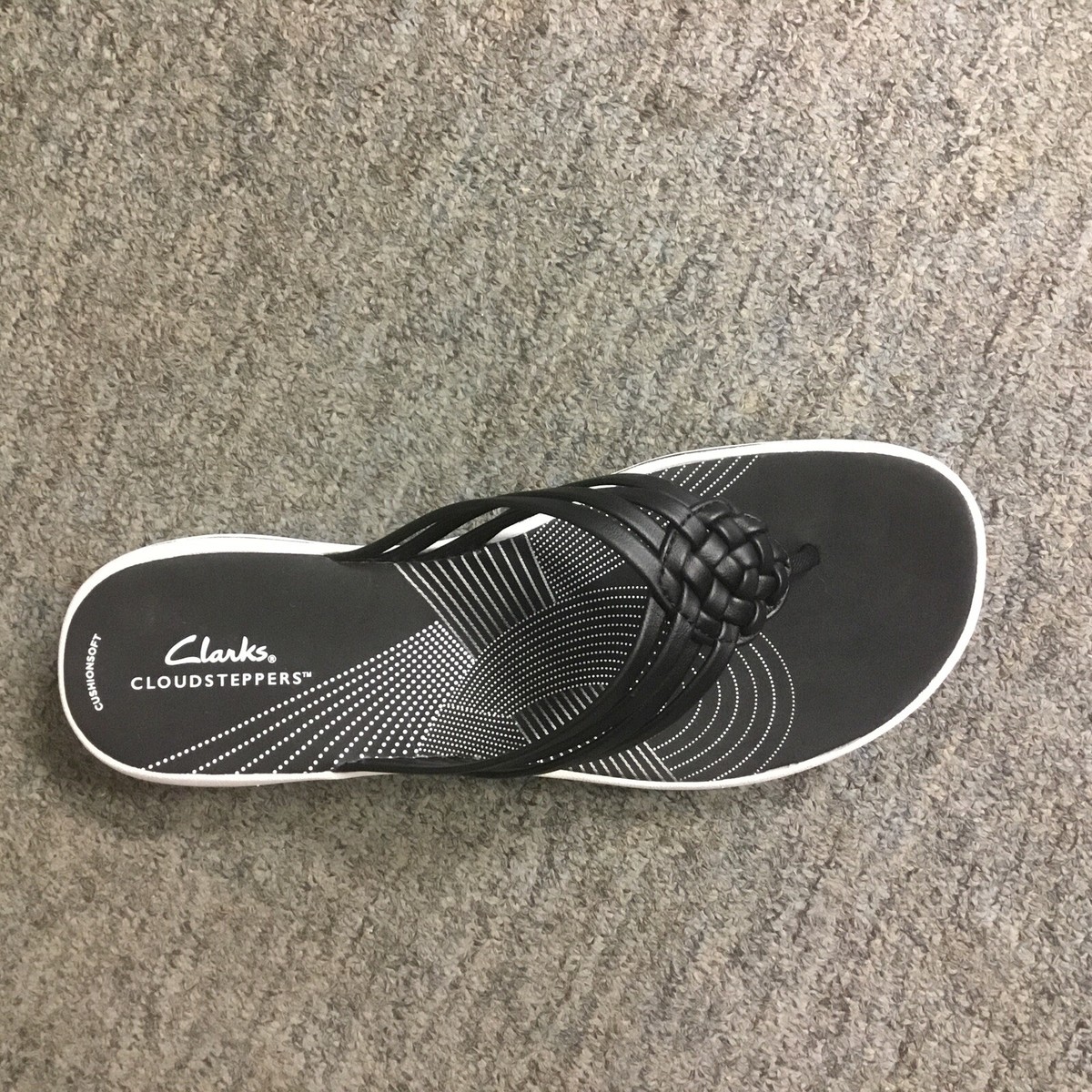 New Women's Clarks 26166612 Black Breeze Coral Flip Flops Size 10