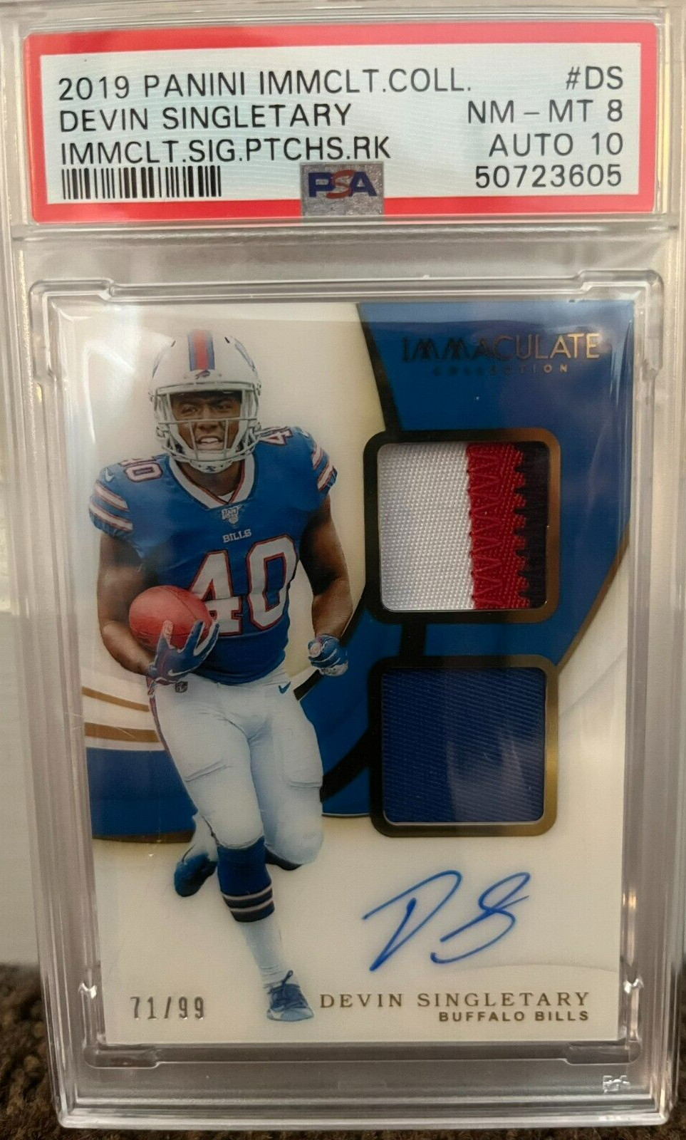 Devin Singletary Panini Immaculate Collection Immaculate Signature Patches Rookie #DS Base