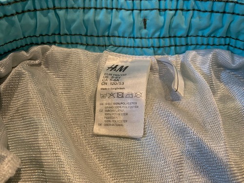 H & M Swim Suit Trunks Boys Aqua Tan 5 6 Y 110 EUC - Picture 2 of 3