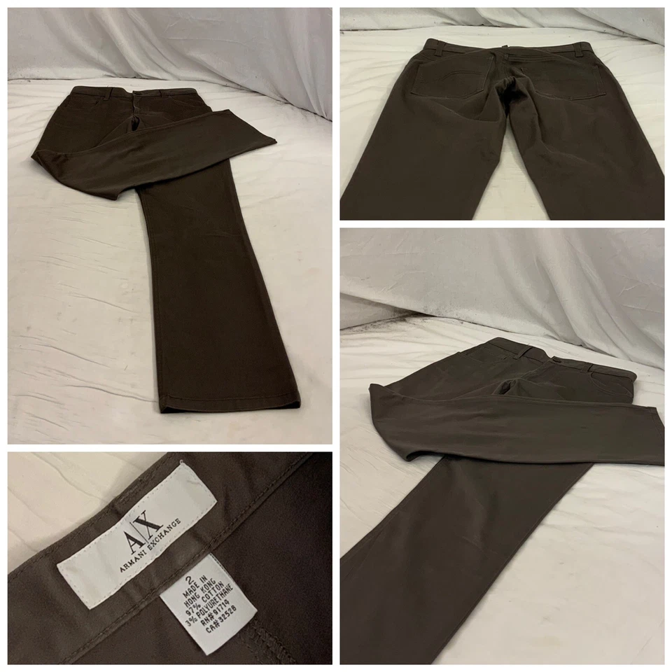 阿玛尼交换裤 2 码棕色棉聚乙烯平底香港 YGI N2-632