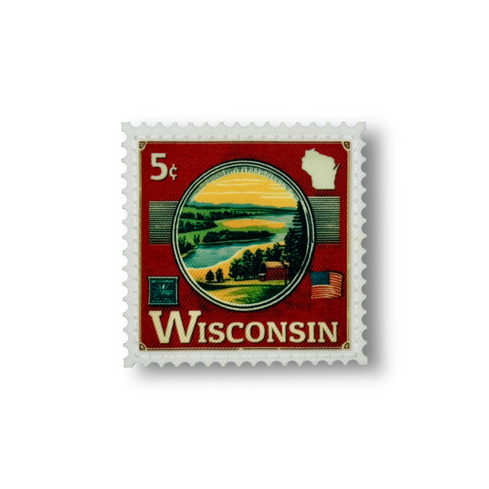 Vintage State Postage Stamp Patch | Wisconsin