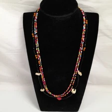 2 Small Beaded Boho Style Necklace Bracelet Multicolor Costume Friends Jewlery  