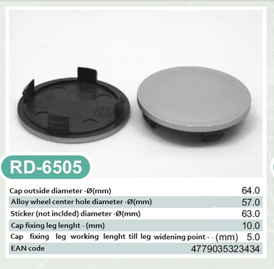 4X External Hub Cover 64.0mm Internal 57.0mm Wheel Hub Cover Grey NoLogo