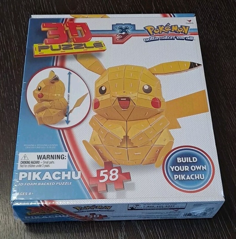Pokemon 3D Puzzle 58 Piece Pikachu 3D Foam Backed Puzzle NEW!!