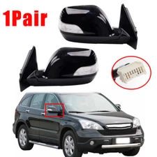 For HONDA CRV 2007-2011 LH&RH Black Door Side Mirror W/ Signal Light Heated 9PIN