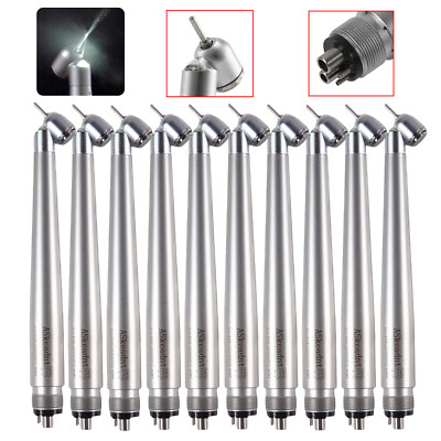 1-10* Dental Fiber Optic LED E-generator 45 Degree Turbine Handpiece 4 Hole ASK