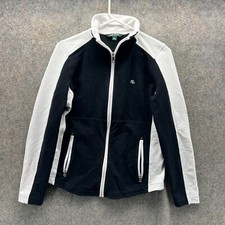 Lauren Ralph Lauren Jacket Womens Medium Black Full Zip Logo Active Track LRL