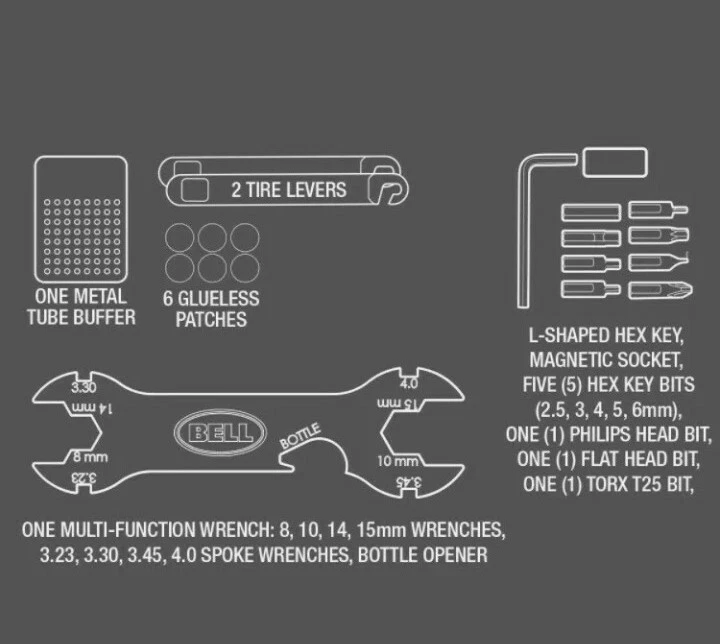 Kit multiherramientas para bicicleta Bell Sports Roadside 600 acero plateado/negro nuevo  Foto 2 de 4