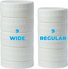18 White Plastic Mason Jar Lids 9 Wide Mouth & 9 Regular Canning for Ball & Kerr