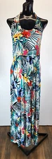 SOMA Maxi Sundress Halter Bare Back Tropical Design Size M