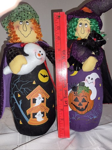 Halloween Figurine Bottom Heavy 14” Witch Ghosts Pumpkin Black Cat - Picture 9 of 15