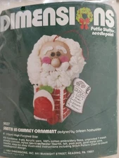 Vintage 1980s Dimensions 9027 Santa In Chimney Ornament Puffie Stuffins Kit