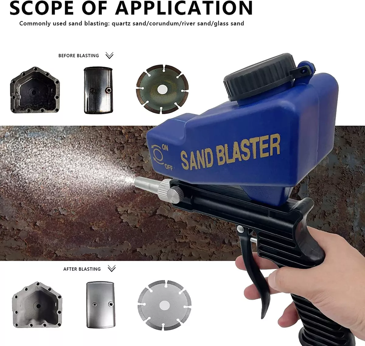 Portable Hand Held Media Spot Sand Blaster Gun Air Gravity Feed Rust Remover