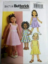 Dress Summer Easter Party Girls 2 3 4 5 Butterick B4718 Sewing Pattern UC Easy
