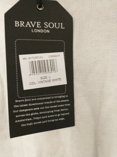 Brave Soul Turtle Neck Jumper. Large. Off White - Picture 2 of 3