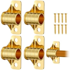 4 Pcs Outside Mount Curtain Rod Bracket 3/8" Brass Bracket Set for 3/8" Rodding